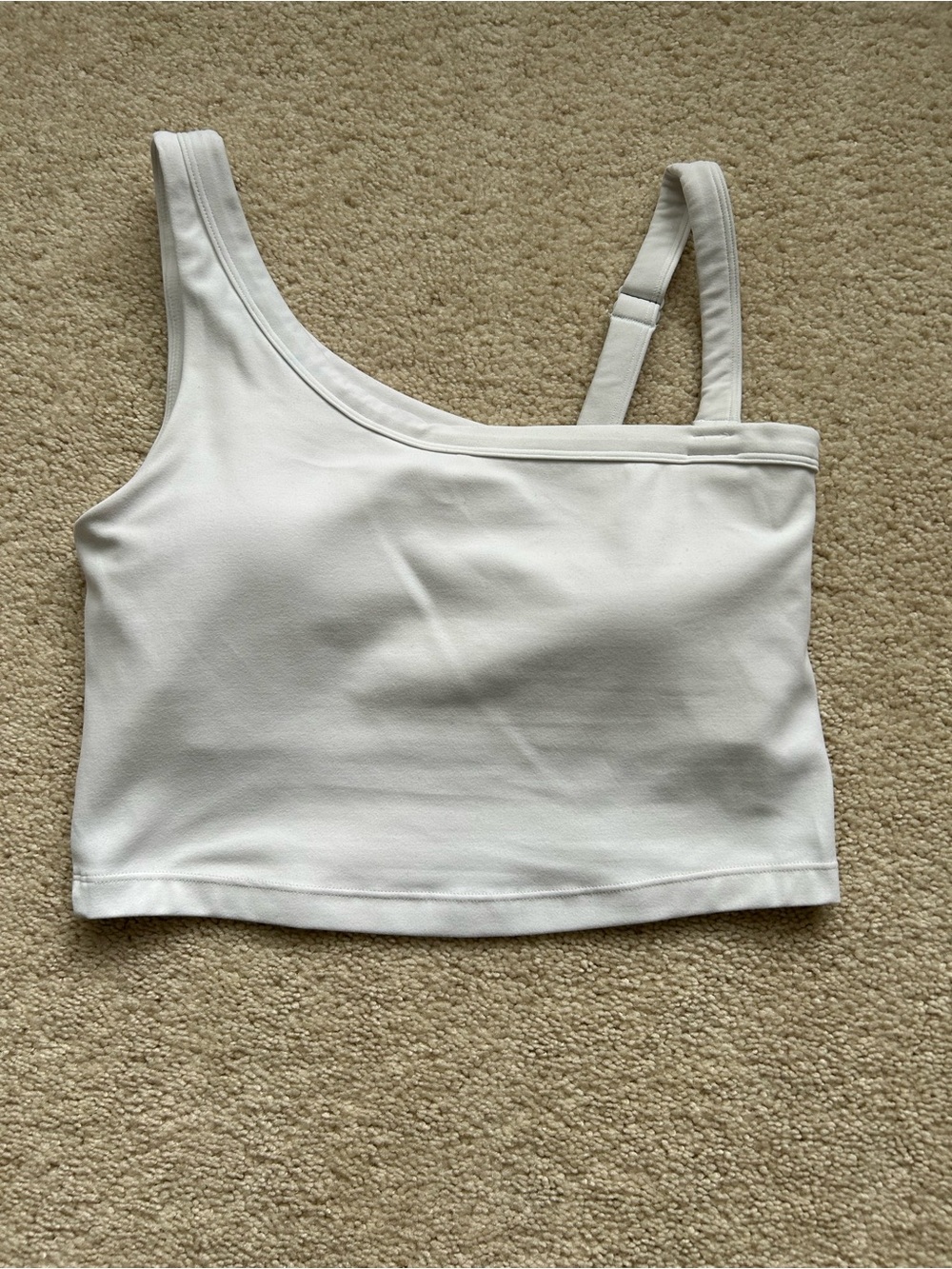 Asymmetric One-Shoulder White Crop Tank Top